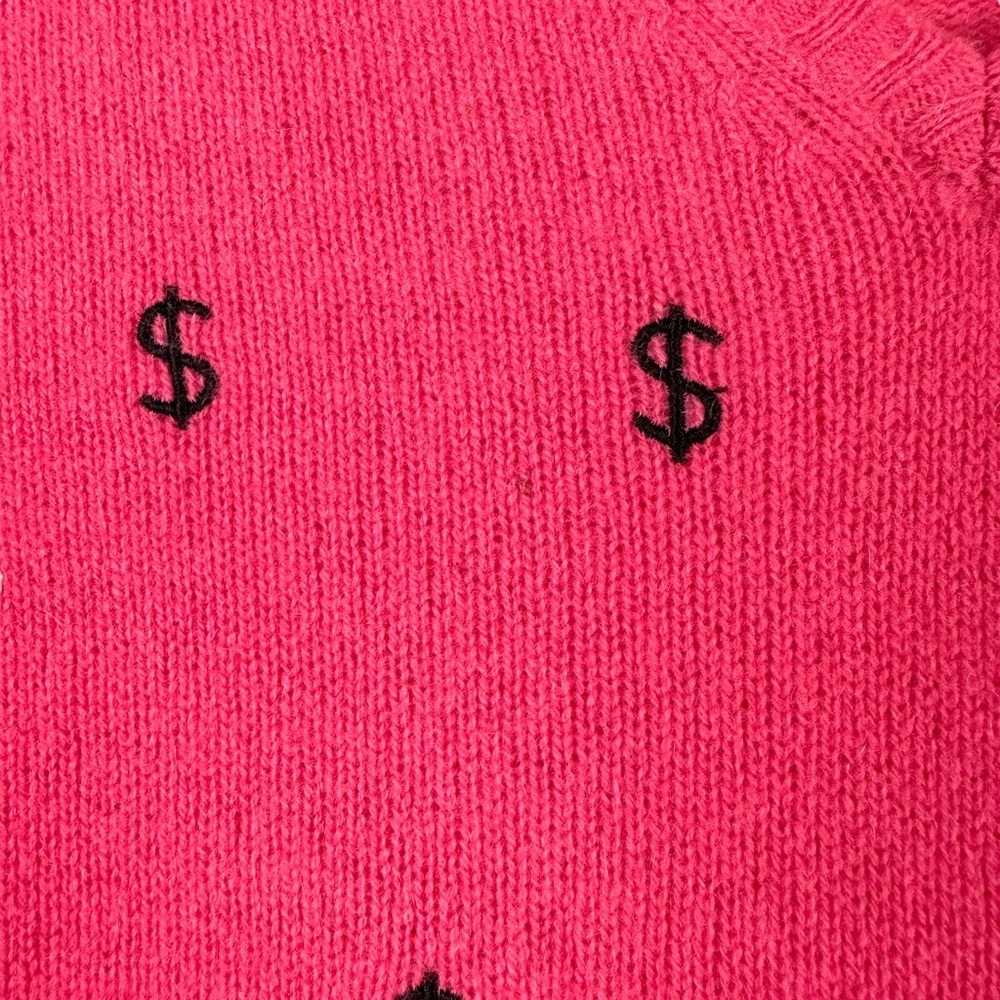 Reformation Sz XS/S Women's Pink Dollar $ Sign Vneck‎ Sweater - Picture 4 of 11